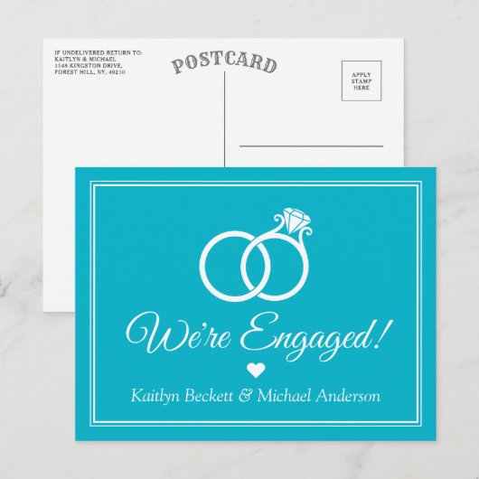 Eenvoudige aankondiging van het Verloving van de M (Voorkant / Achterkant)