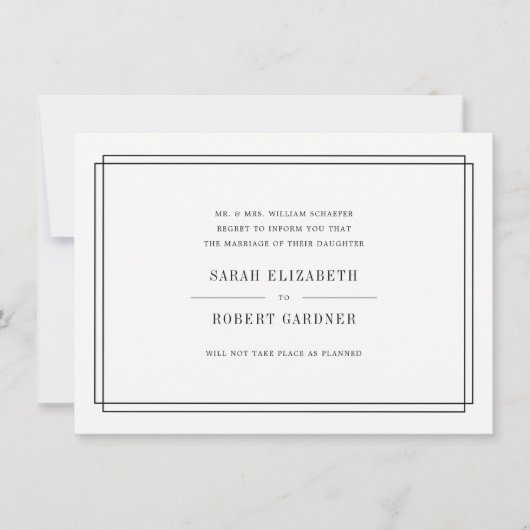 Eenvoudige aankondiging van huwelijksannulering (Voorkant)