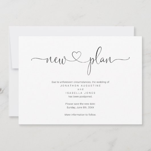 Eenvoudige aankondiging van uitstellen van huwelij (Voorkant)