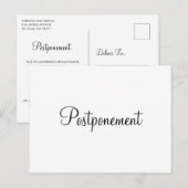 Eenvoudige aankondiging van uitstellen van weddens briefkaart (Voorkant / Achterkant)