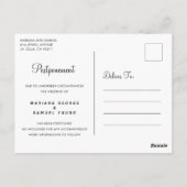 Eenvoudige aankondiging van uitstellen van weddens briefkaart (Achterkant)