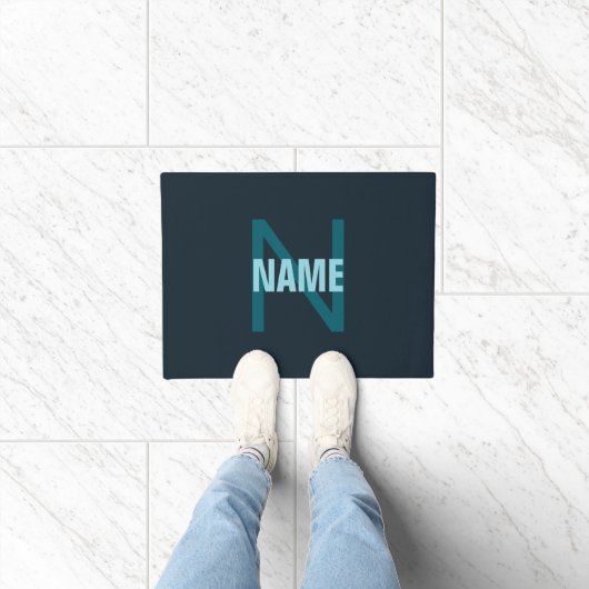 Eenvoudige Aanpasbare Monogram Naam Deurmat (Binnen)