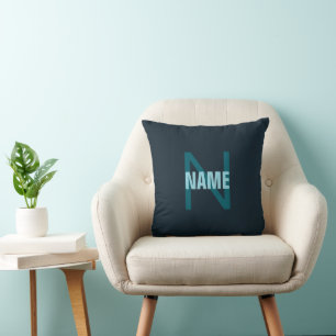 Eenvoudige Aanpasbare Monogram Naam Kussen