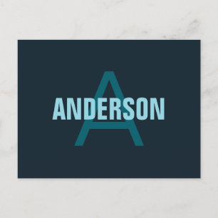 Eenvoudige aanpasbare monogramnaam in vetdruk briefkaart
