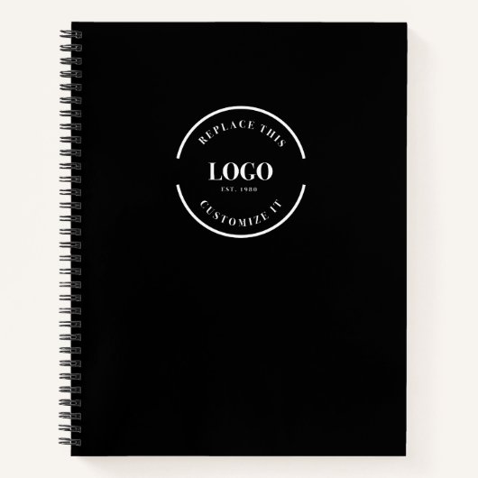 Eenvoudige aanpasbare QR CODE Logo website zwart Notitieboek (Voorkant)