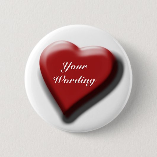 Eenvoudige aanpasbare rode hartbadges ronde button 5,7 cm (Voorkant)