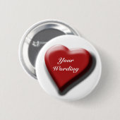 Eenvoudige aanpasbare rode hartbadges ronde button 5,7 cm (Voorkant /achterkant)