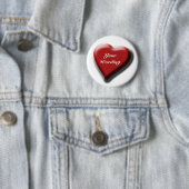 Eenvoudige aanpasbare rode hartbadges ronde button 5,7 cm (In situ)