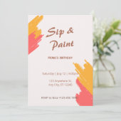 Eenvoudige aanpasbare sip-en-schilderfeestuitnodig kaart (Staand voorkant)