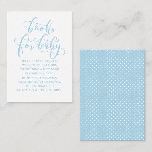 Eenvoudige aanvraag voor een blauw Baby shower-Bij Informatiekaartje (Voorkant / Achterkant)