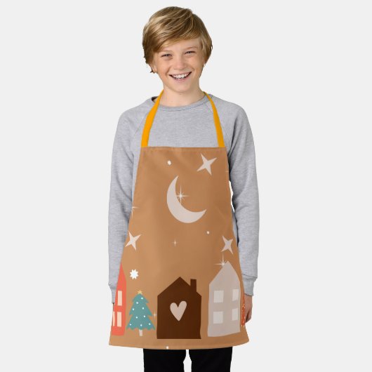 Eenvoudige aardetoon Vrolijk Kerstfeest Schort (Gedragen)