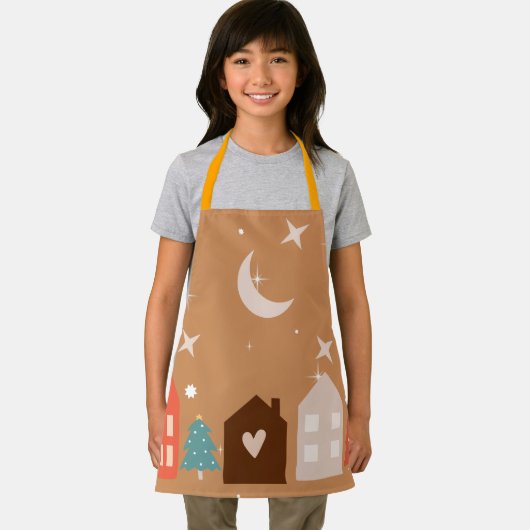 Eenvoudige aardetoon Vrolijk Kerstfeest Schort (Insitu)