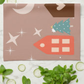 Eenvoudige aardetoon Vrolijk Kerstfeest Theedoek (Gevouwen)