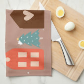 Eenvoudige aardetoon Vrolijk Kerstfeest Theedoek (Quarter Fold)