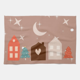 Eenvoudige aardetoon Vrolijk Kerstfeest Theedoek