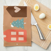 Eenvoudige aardetoon Vrolijk Kerstfeest Theedoek (Quarter Fold)