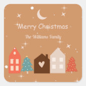 Eenvoudige aardetoon Vrolijk Kerstfeest Vierkante Sticker (Voorkant)