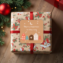 Eenvoudige aardetoon Vrolijk Kerstfeest Vierkante Sticker