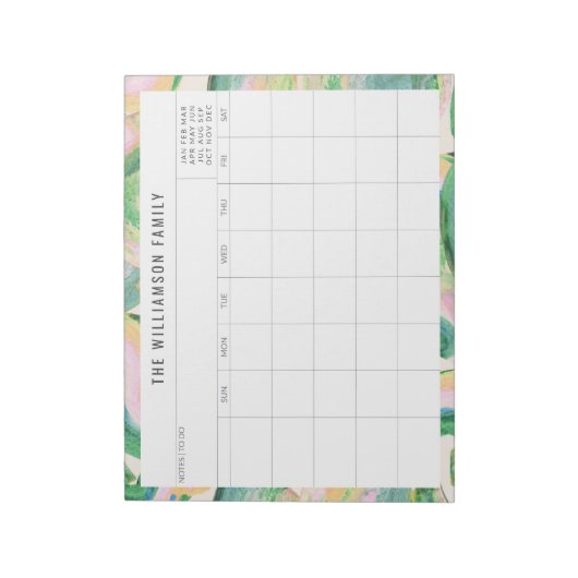 Eenvoudige Abstracte art Green Family Planner Agen Notitieblok (Linkerzijde)