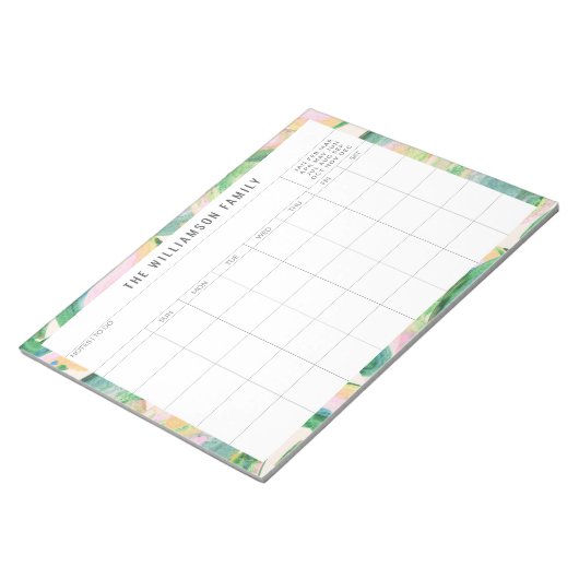 Eenvoudige Abstracte art Green Family Planner Agen Notitieblok (Schuin)