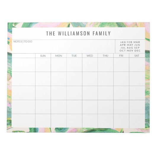 Eenvoudige Abstracte art Green Family Planner Agen Notitieblok (Voorkant)