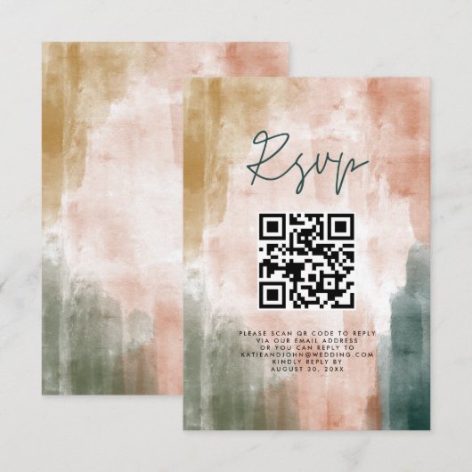 Eenvoudige Abstracte bruiloft met moderne Herfst RSVP Kaartje (Voorkant / Achterkant)