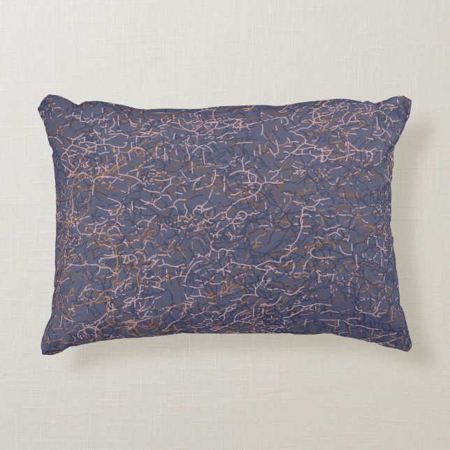 Eenvoudige Abstracte Draad Kunst Blauwe Patroon Accent Kussen (Voorkant)