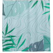 Eenvoudige Abstracte groene bladeren en houttextuu Douchegordijn (Voorkant)