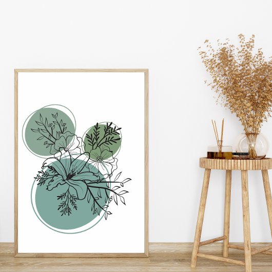 Eenvoudige Abstracte minimal Boho stijl bloembloem Poster