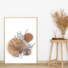 Eenvoudige Abstracte minimal Boho stijl bloembloem Poster