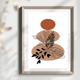 Eenvoudige Abstracte minimal Boho stijl bloembloem Poster