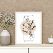 Eenvoudige Abstracte minimal Boho stijl bloembloem Poster
