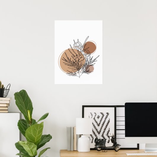 Eenvoudige Abstracte minimal Boho stijl bloembloem Poster (Thuiskantoor)