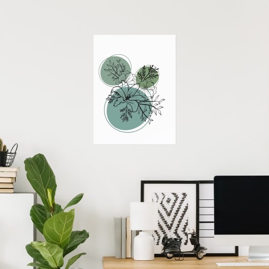 Eenvoudige Abstracte minimal Boho stijl bloembloem Poster (Thuiskantoor)