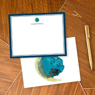 Eenvoudige Abstracte Waterverf gepersonaliseerde b Notitiekaartje