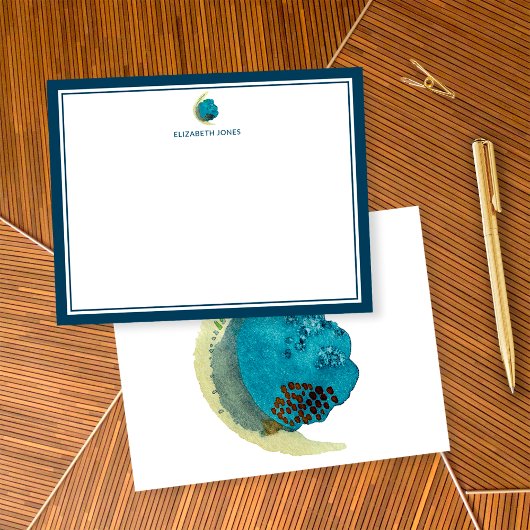 Eenvoudige Abstracte Waterverf gepersonaliseerde b Notitiekaartje