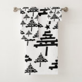 Eenvoudige Abstracte zwarte en witte kerstboom Bad Handdoek (Insitu)