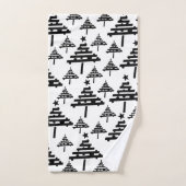 Eenvoudige Abstracte zwarte en witte kerstboom Bad Handdoek (Handdoek)