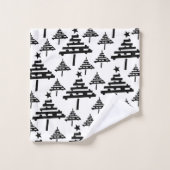 Eenvoudige Abstracte zwarte en witte kerstboom Bad Handdoek (Wasdoekje)