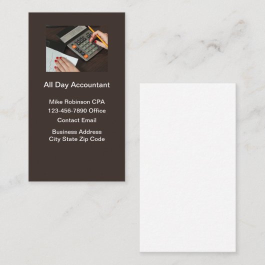 Eenvoudige accountant CPA Thema Visitekaartjes (Voorkant / Achterkant)