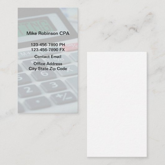 Eenvoudige accountant CPA-Visitekaartjes Visitekaartje (Voorkant / Achterkant)