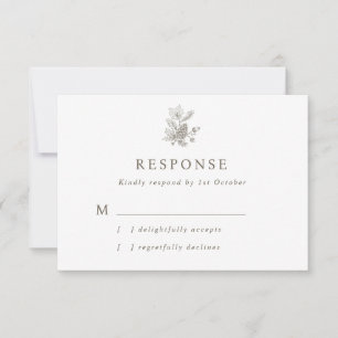 Eenvoudige Acorn & Pinecone Fall Wedding RSVP Kaartje