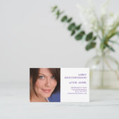Eenvoudige Actor Color Headshot Paarse Visitekaartje (Staand voorkant)