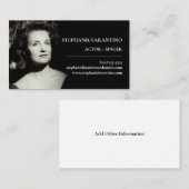 Eenvoudige Actor Zwart-wit Foto Headshot Visitekaartje (Voorkant / Achterkant)