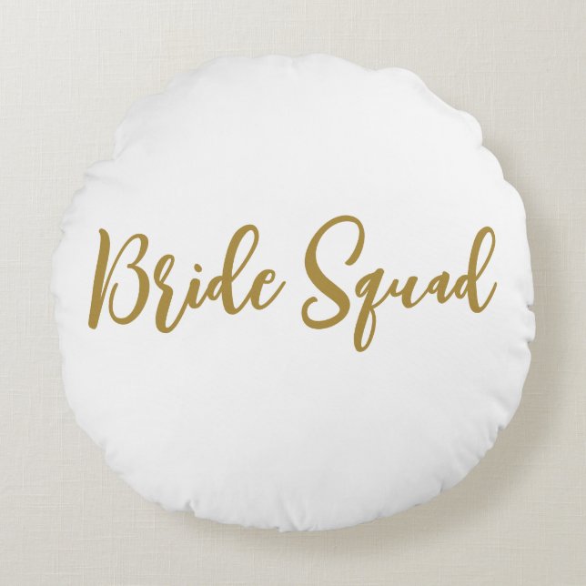 eenvoudige add-on-naam text bridesmaid gift rond kussen (Voorkant)