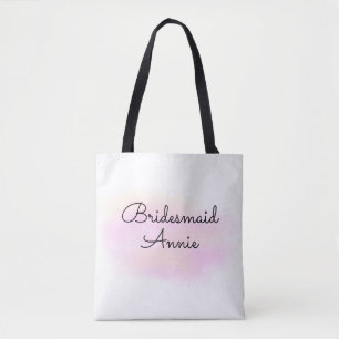 eenvoudige add-on-naam text bridesmaid gift tote bag