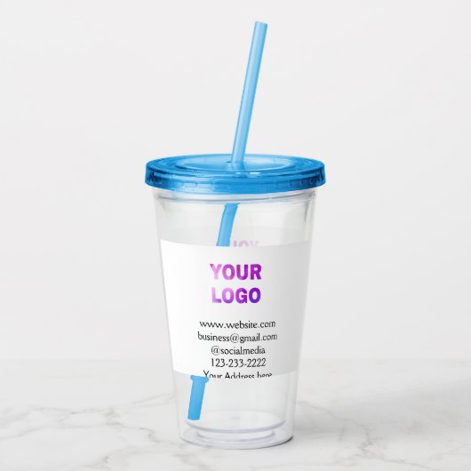eenvoudige add your logo/design here text pos acryl drinkbeker (Achterkant)
