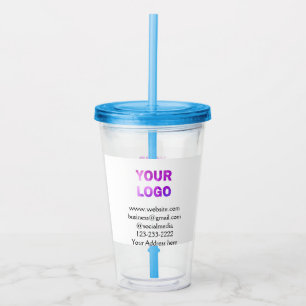 eenvoudige add your logo/design here text pos acryl drinkbeker
