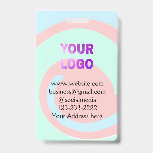 eenvoudige add your logo/design here text pos badge (Voorzijde)