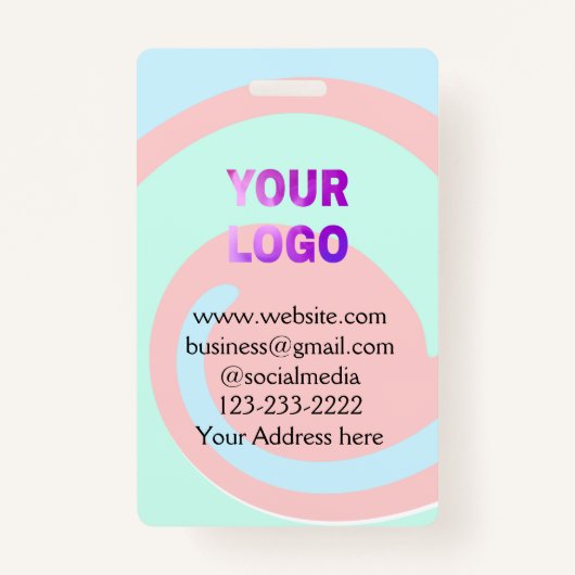 eenvoudige add your logo/design here text pos badge (Voorkant)